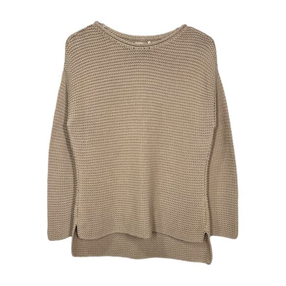 Shxt That I Knit Scotia Sweater Small Tan Pima Cotton Peru Pullover Casual Cozy - Picture 2 of 7